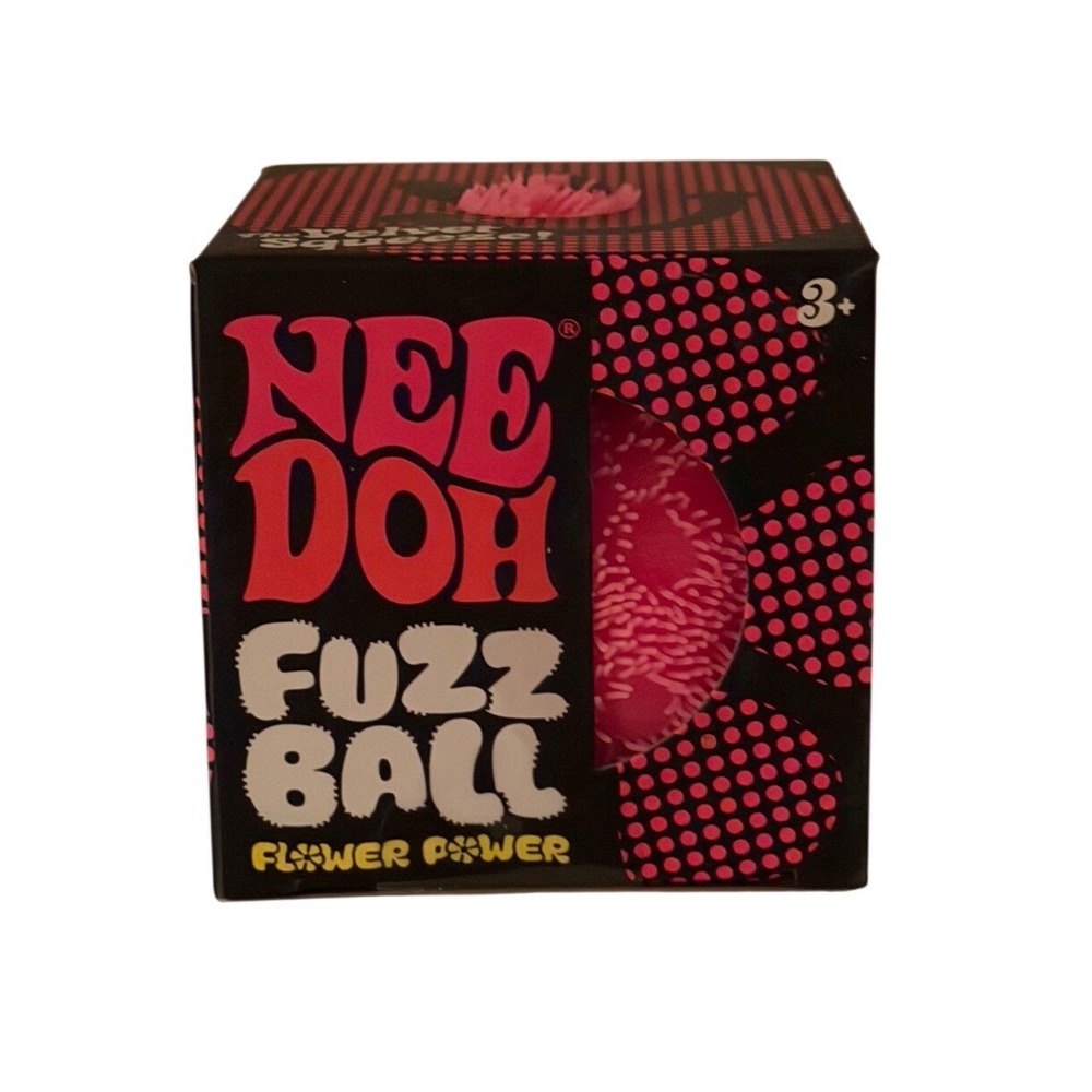 Schylling NeeDoh Fuzz Ball Flower Power Pink Velvet Squeeze Sensory Fidget Toy